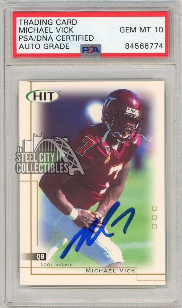 Michael Vick Autographed Signed 2001 Sage Hit Autograph Rookie Card #7  PSA/DNA
