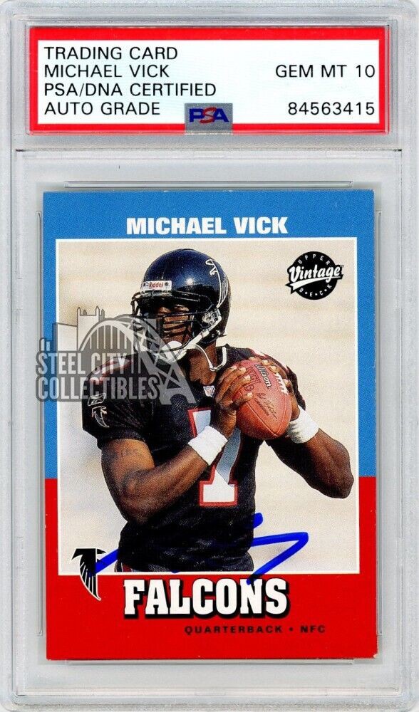 Michael Vick Autographed Signed 2001 UDA Vintage Autograph Rookie Card #204  PSA/DNA