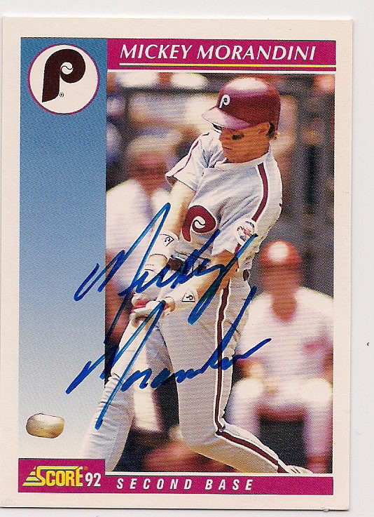 Mickey Morandini Autographed Signed 1992 Score Baseball Card