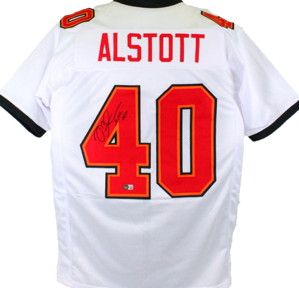 Mike Alstott Autographed Signed White Pro Style Jersey - Beckett W Hologram  Black 4