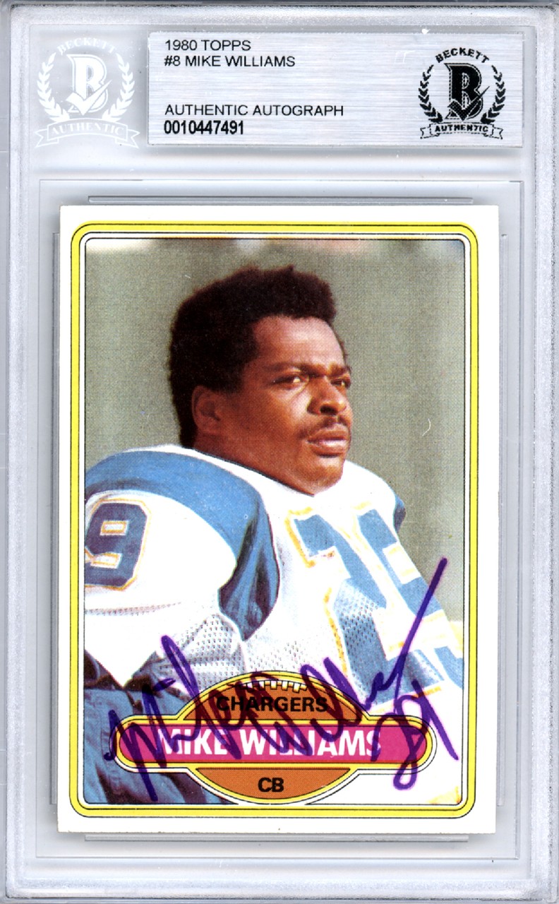 Mike Williams Autographed Signed 1980 Topps Card #8 San Diego Chargers  Beckett Beckett