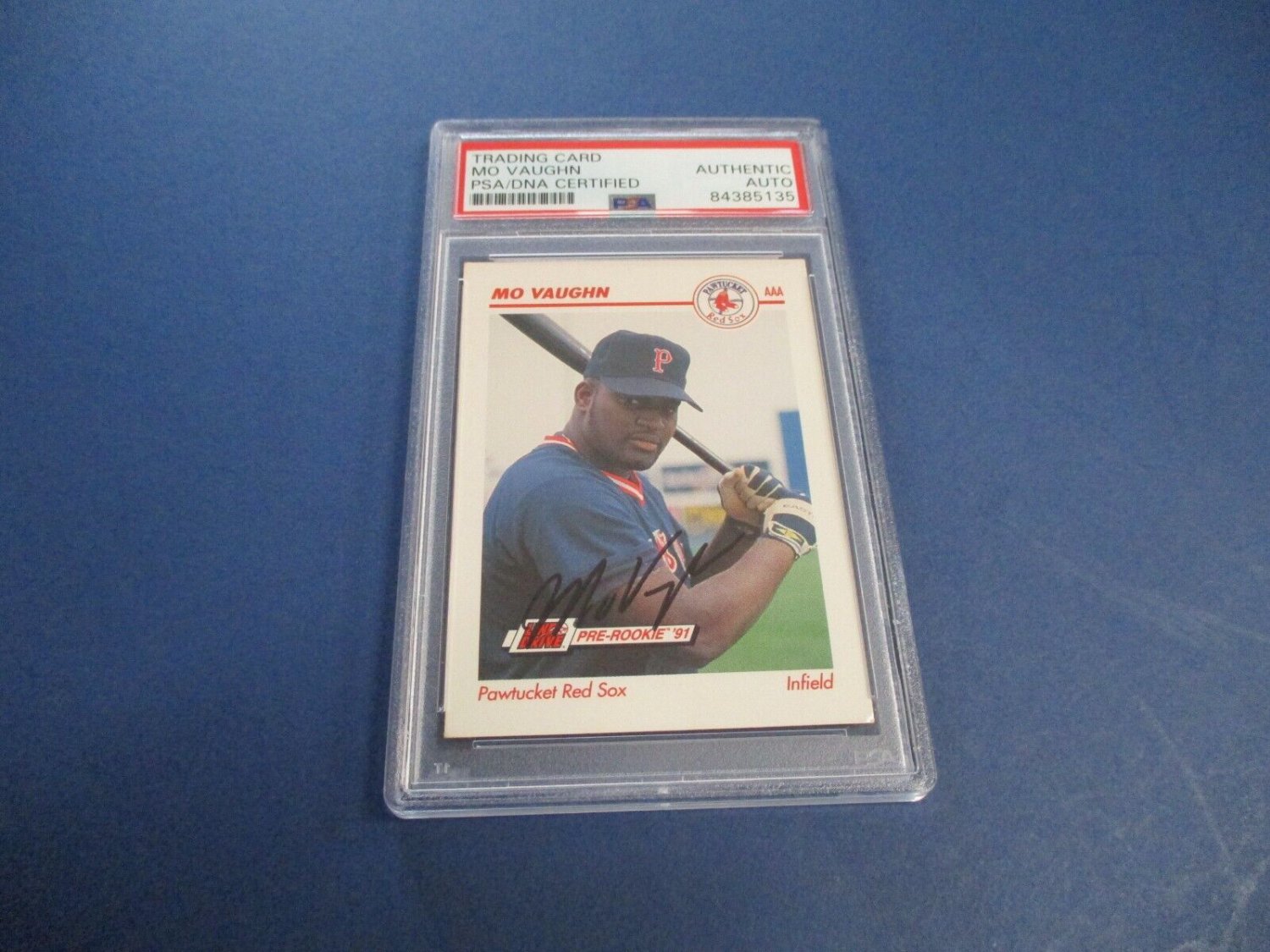 Mo Vaughn Autographed Signed 1991 Impel Pre-Rookie Card #370 PSA Slab Auth.