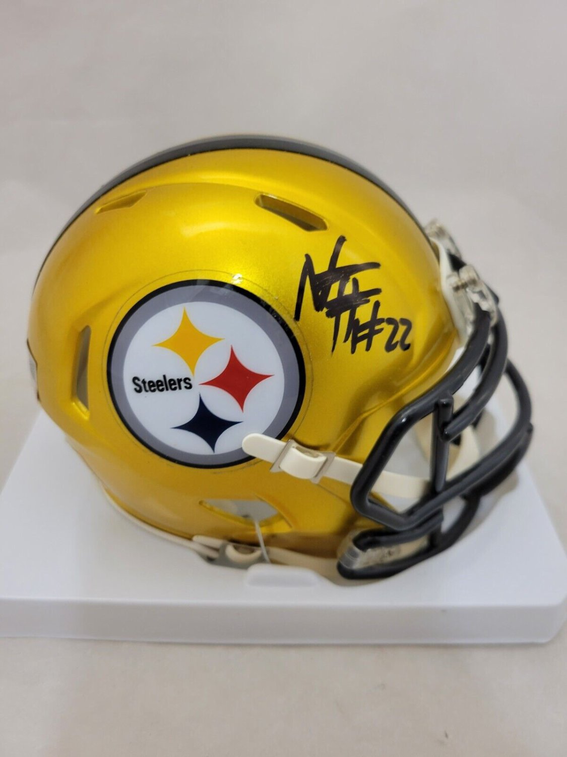 Najee Harris Autographed Signed Pittsburgh Steelers Flash Speed Mini Helmet  Fanatics Qr