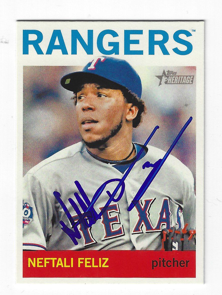 Neftali Feliz Autographed Signed Texas Rangers 2013 Topps Heritage