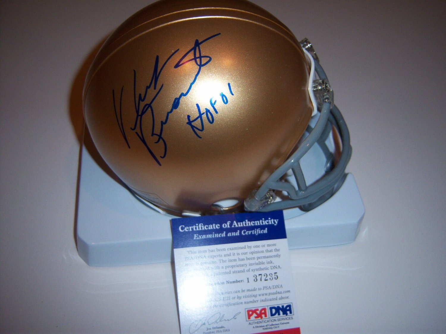 Nick Buoniconti Autographed Signed Notre Dame Fighting Irish HOF 01 PSA/DNA  Mini Helmet