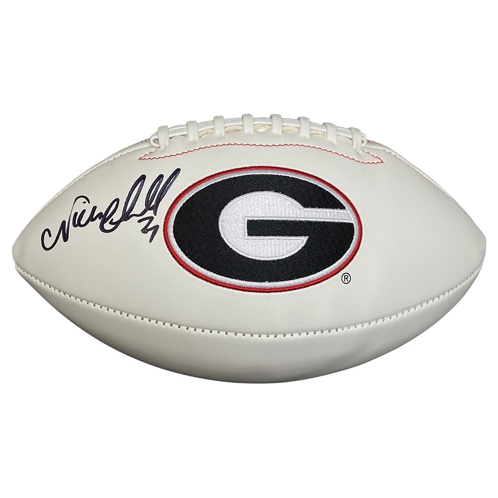 Nick Chubb Autographed Signed Georgia Bulldogs White Panel Football with #27  Inscription - Beckett Authentic