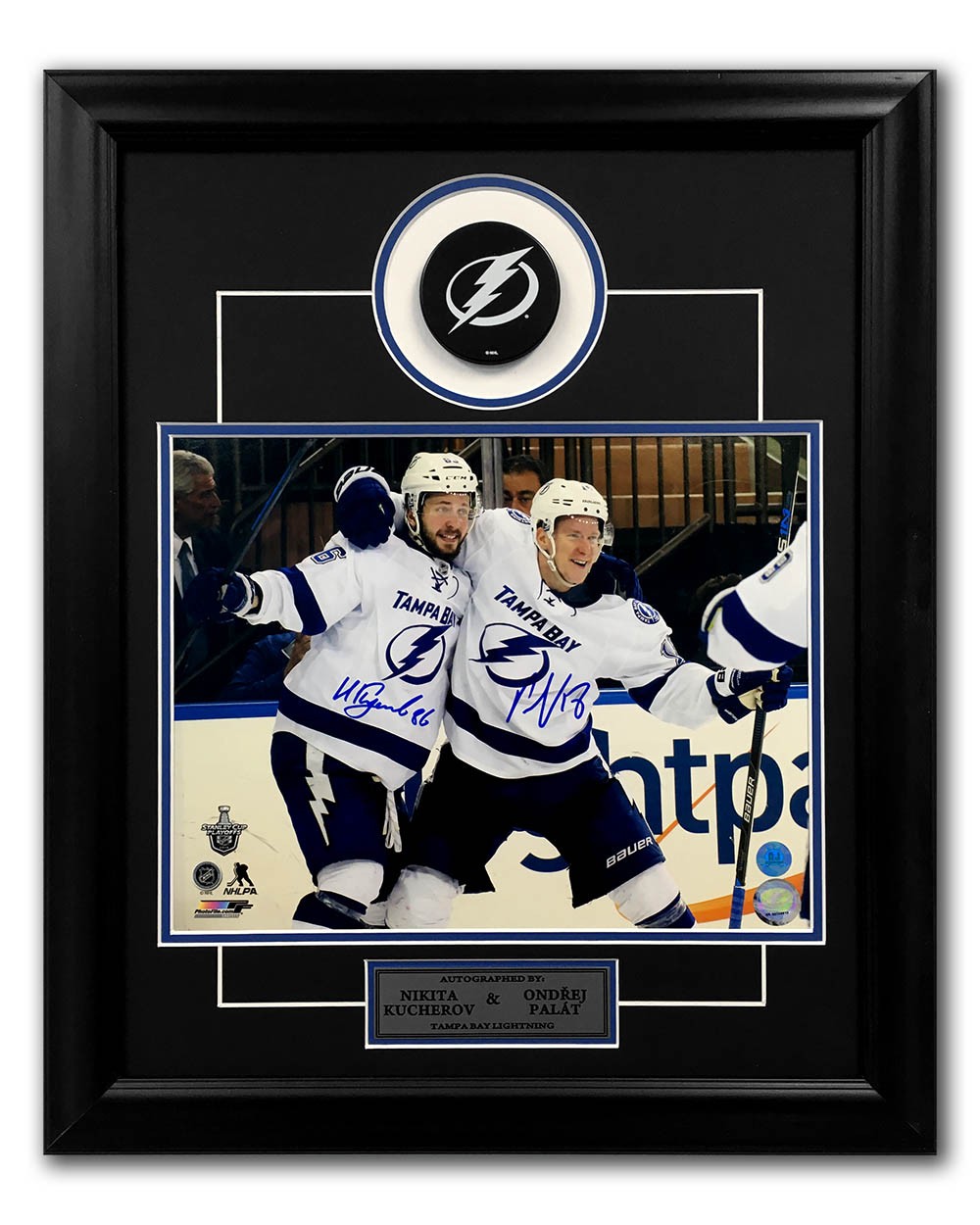 Nikita Kucherov & Ondrej Palat Tampa Bay Lightning Dual Autographed Signed  20x24 Puck Frame