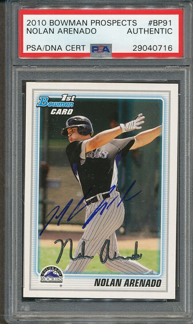 Nolan Arenado Autographed Signed 2010 Bowman Prospects Bp91 Psa Dna Cert Authentic 0716