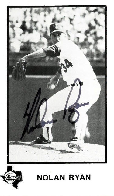 Nolan Ryan Autographed Signed Texas Rangers 3x5 B&W Photo Post Card- COA