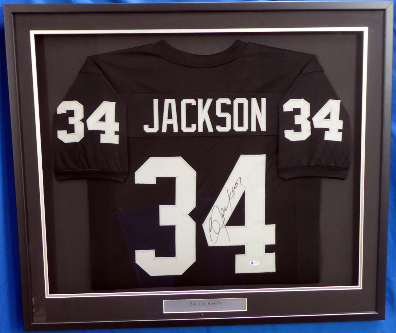 Oakland Raiders Bo Jackson Autographed Signed Framed Black Jersey