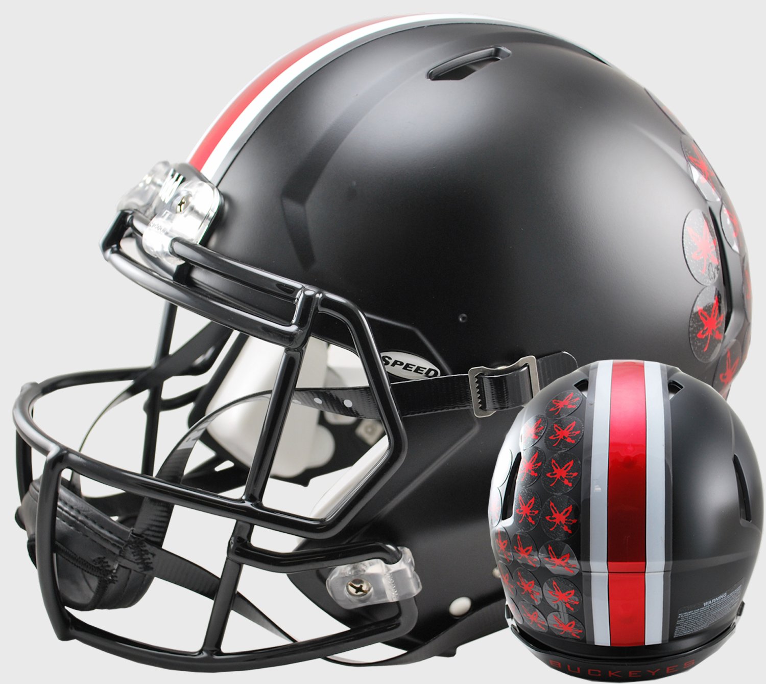 Ohio State Buckeyes Speed Replica Football Helmet Satin Black with Red