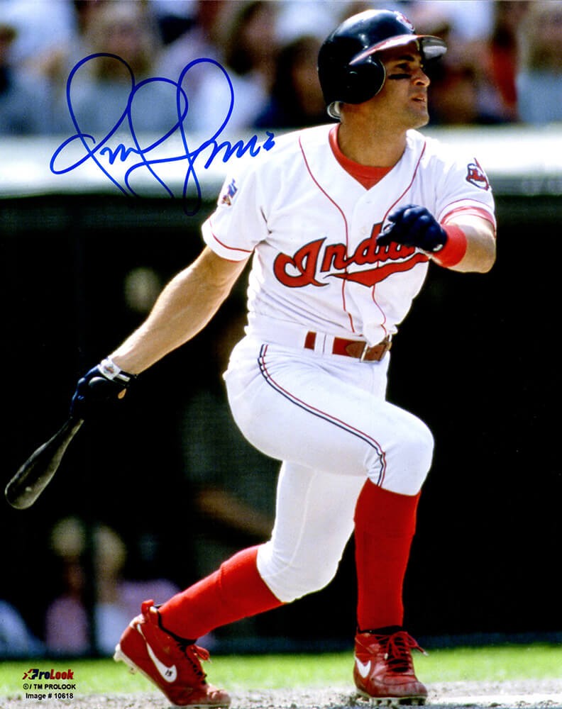 Omar Vizquel Autographed Signed Cleveland Indians Swinging Action 8x10 Photo