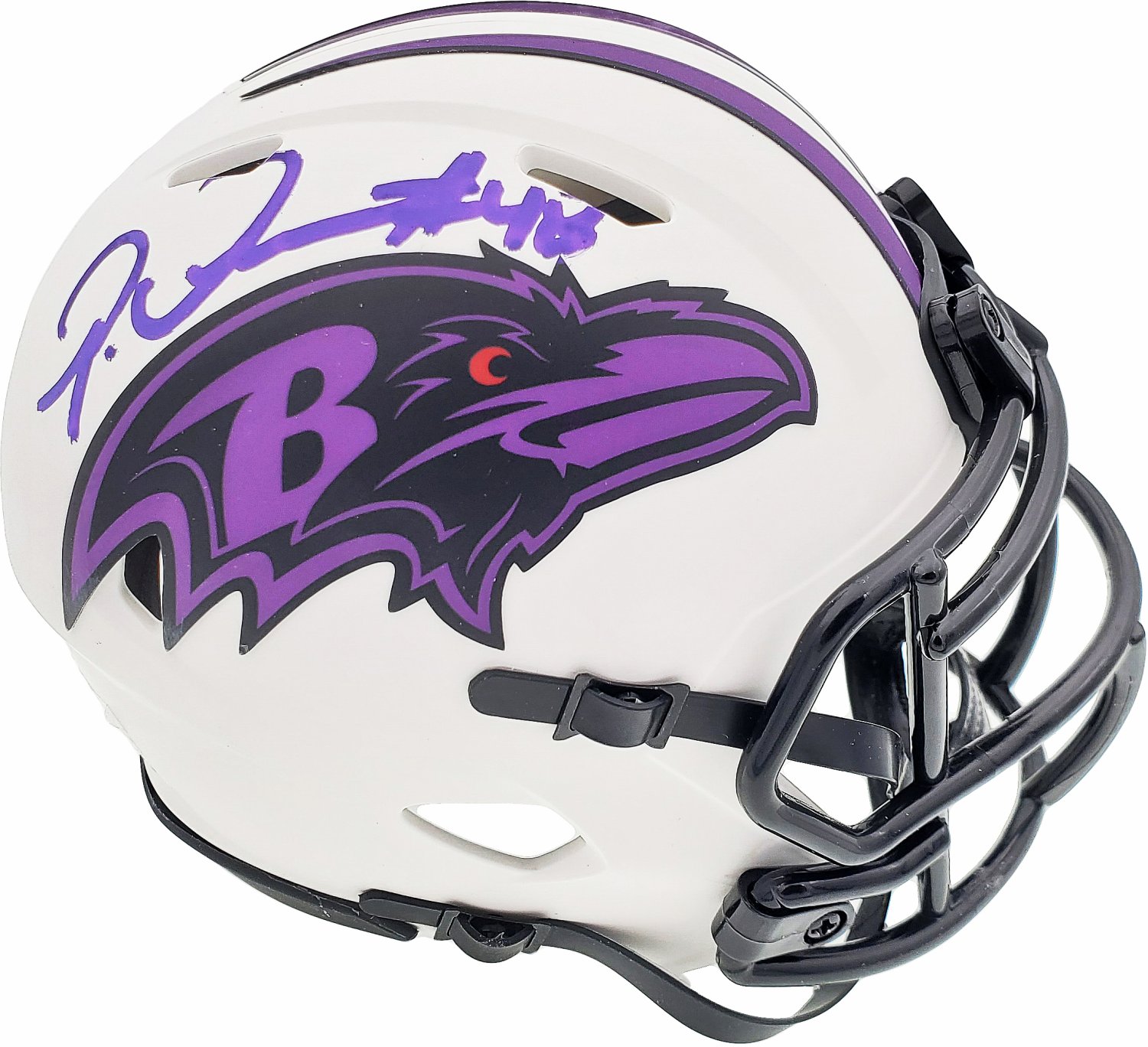 Patrick Queen Autographed Signed Baltimore Ravens Lunar Eclipse White Mini  Helmet Beckett Beckett