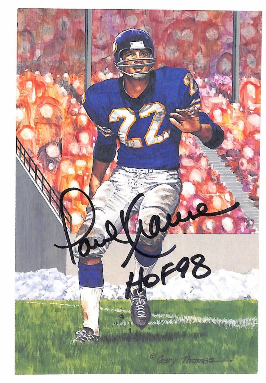 Paul Krause Autographed Signed Goal Line Art Card Glac Autograph