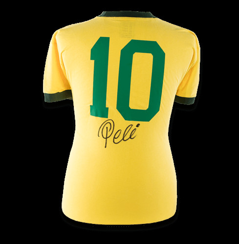 Pele Autographed Signed Team Brazil (Yellow #10) Replica Soccer Jersey