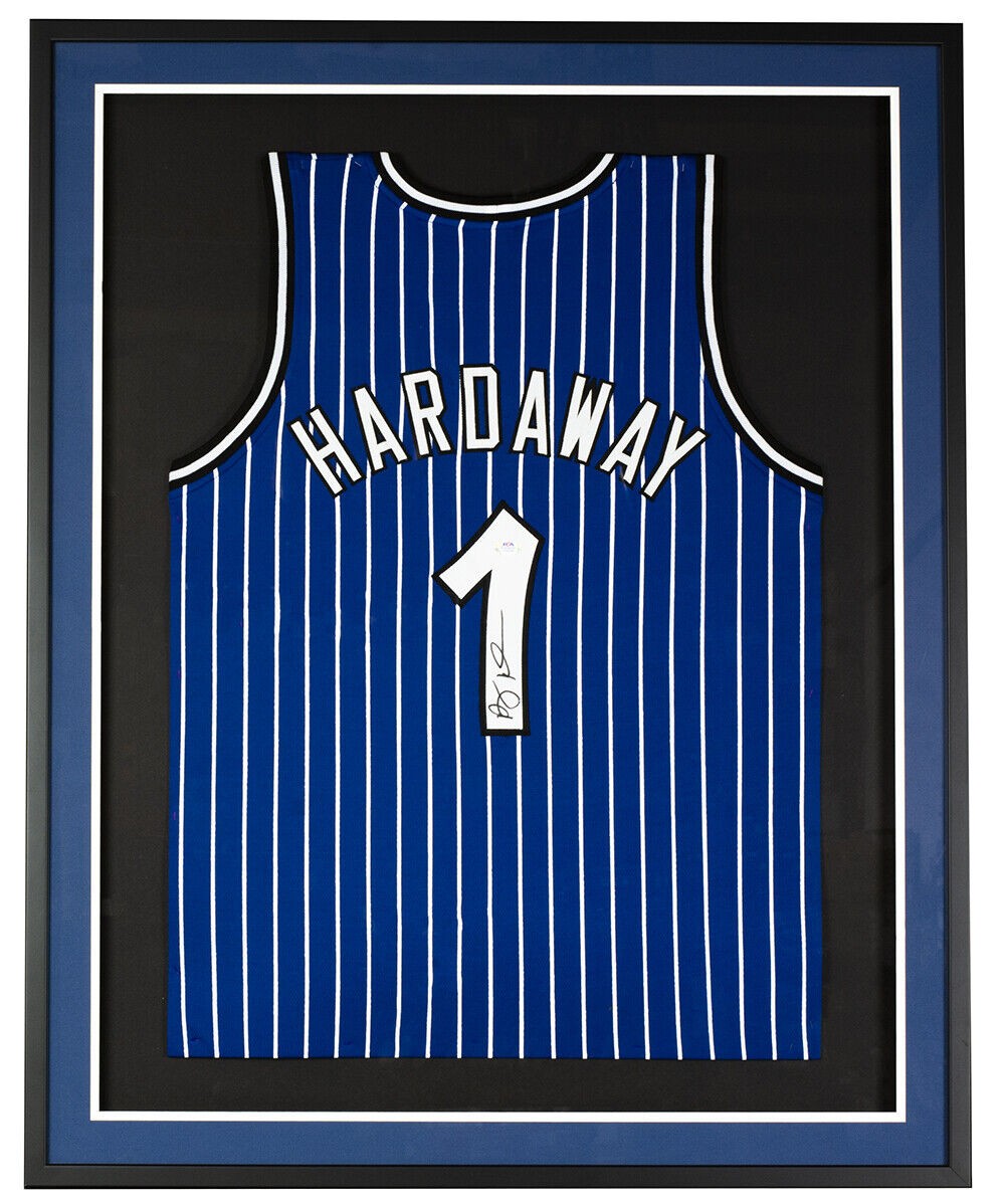 Penny Hardaway Autographed Signed Framed Custom Blue Basketball Jersey PSA  Itp