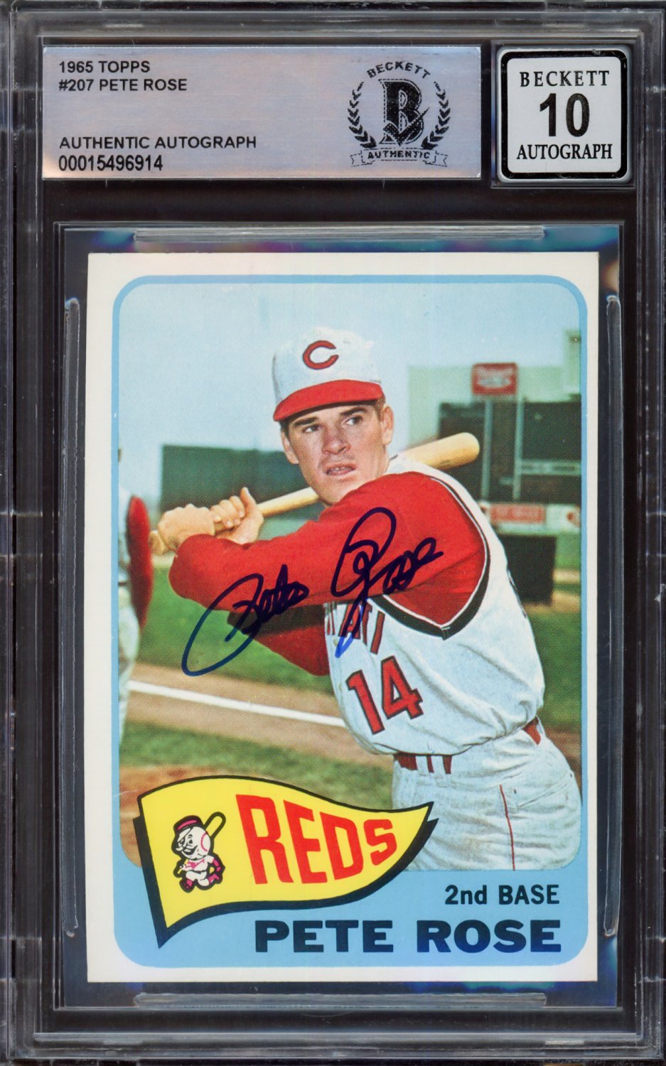 Pete Rose Autographed Signed 1965 Topps Card #207 Cincinnati Reds