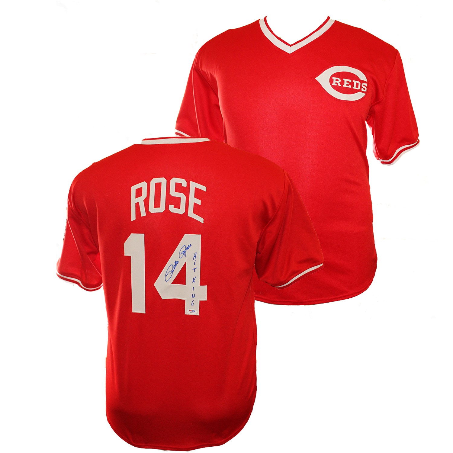 Pete Rose Autographed Signed Cincinnati Reds Custom Red Jersey Hit King Inscription Psa Dna Certified Authentic P3129455 