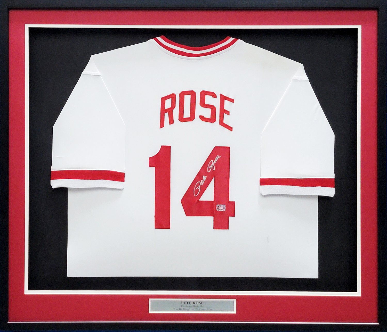 Pete Rose Autographed Signed Cincinnati Reds Framed White Jersey Pr Holo  #211015