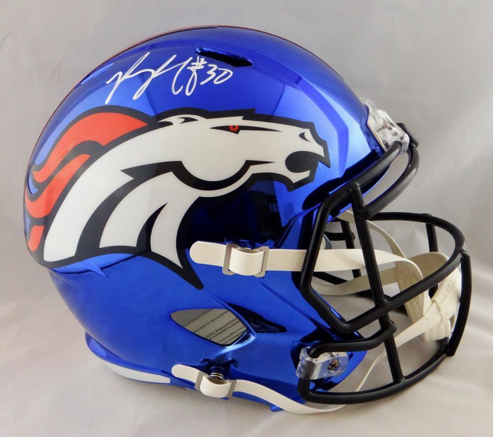 Phillip Lindsay Autographed Signed Denver Broncos F/S Chrome Helmet- JSA W  Auth White