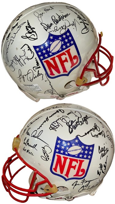 QB LEGENDS Autographed Signed Official White NFL Logo Riddell FS Proline  helmet- 31 Sigsâ€“ Beckett Review- Sonny Jurgensen/George Blanda