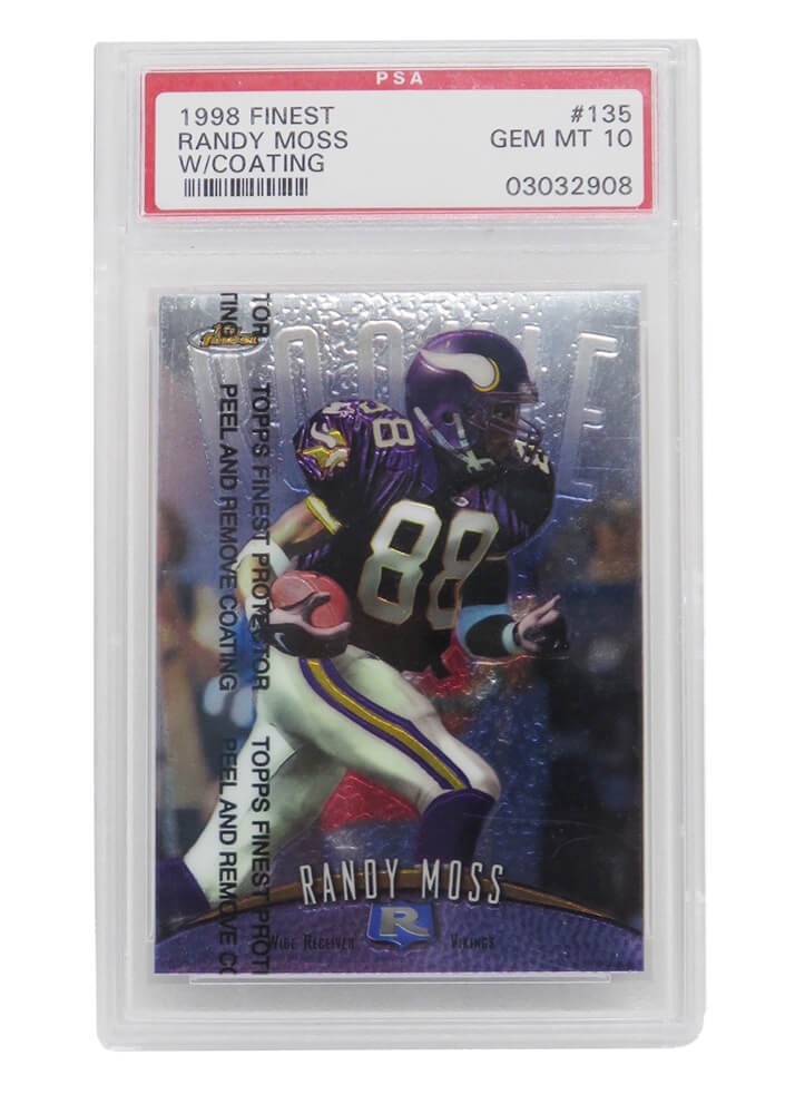 Randy Moss (Minnesota Vikings) 1998 Topps Finest Football #135 RC Rookie  Card w/Coating - PSA 10 GEM MINT