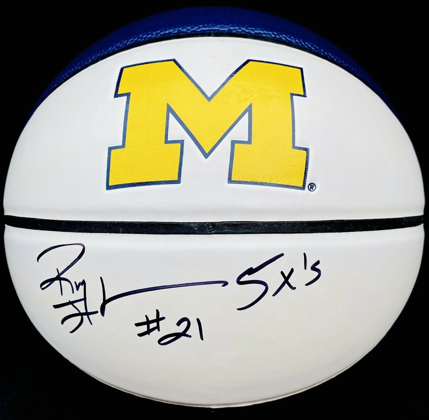 Ray Jackson Autographed Signed 21 Michigan Wolverines Logo Basketball