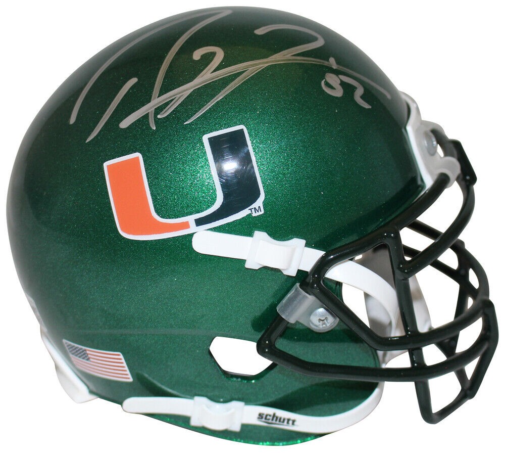 Ray Lewis Autographed Signed Miami Hurricanes Green Schutt Mini Helmet  Beckett