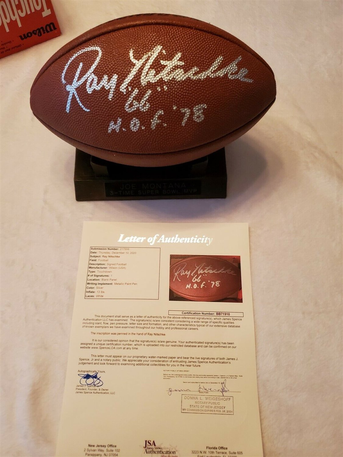 Ray nitschke autographed football clearance