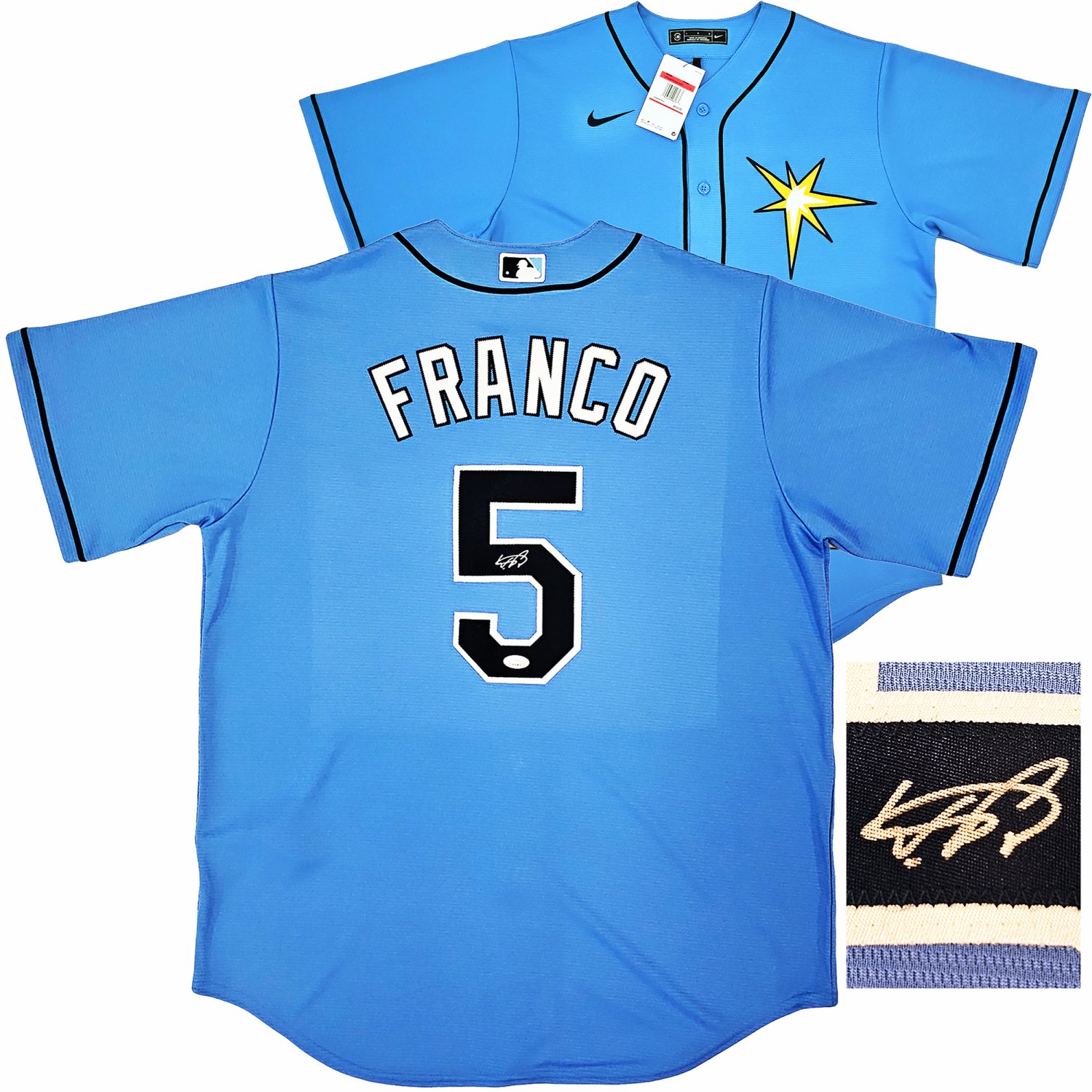 Wander Franco Signed Custom White Tampa Bay Baseball Jersey JSA