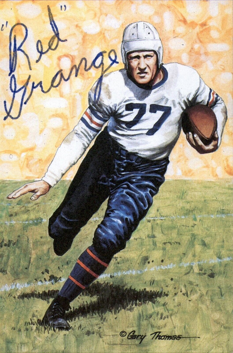 Red Grange Autographed Signed Goal Line Art Card Glac Bears Yankees PSA/DNA