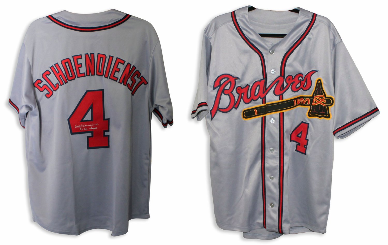 Red Schoendienst Milwaukee Braves Autographed Signed Grey Jersey Inscribed  57 WS Champs