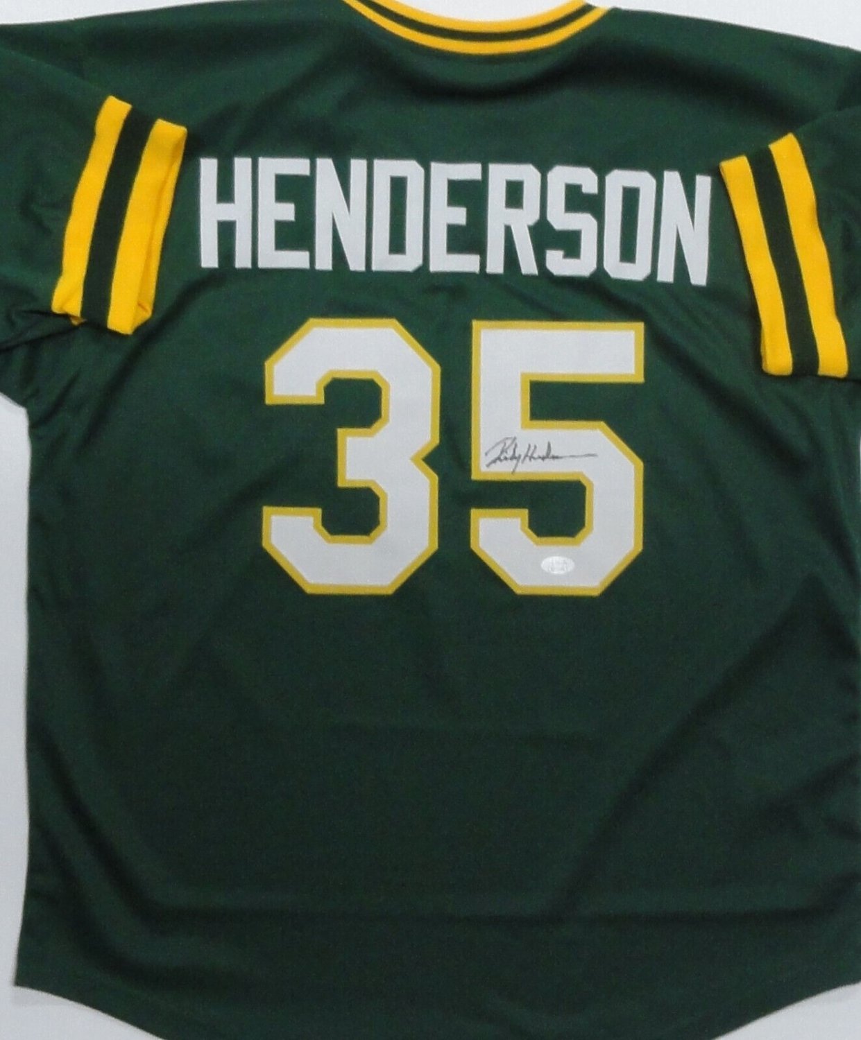 Rickey Henderson Autographed Signed Athletics Custom Replica Green Jersey  Auto - JSA