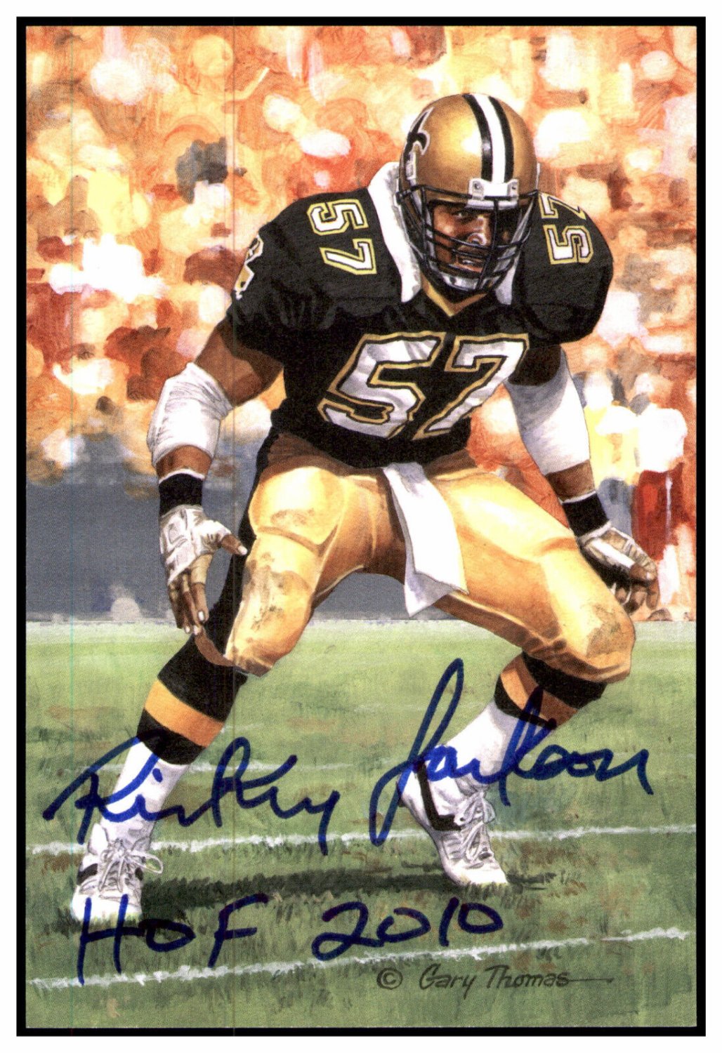 Rickey Jackson Autographed Signed Goal Line Art Card Glac Autograph With  HOF Saints PSA/DNA