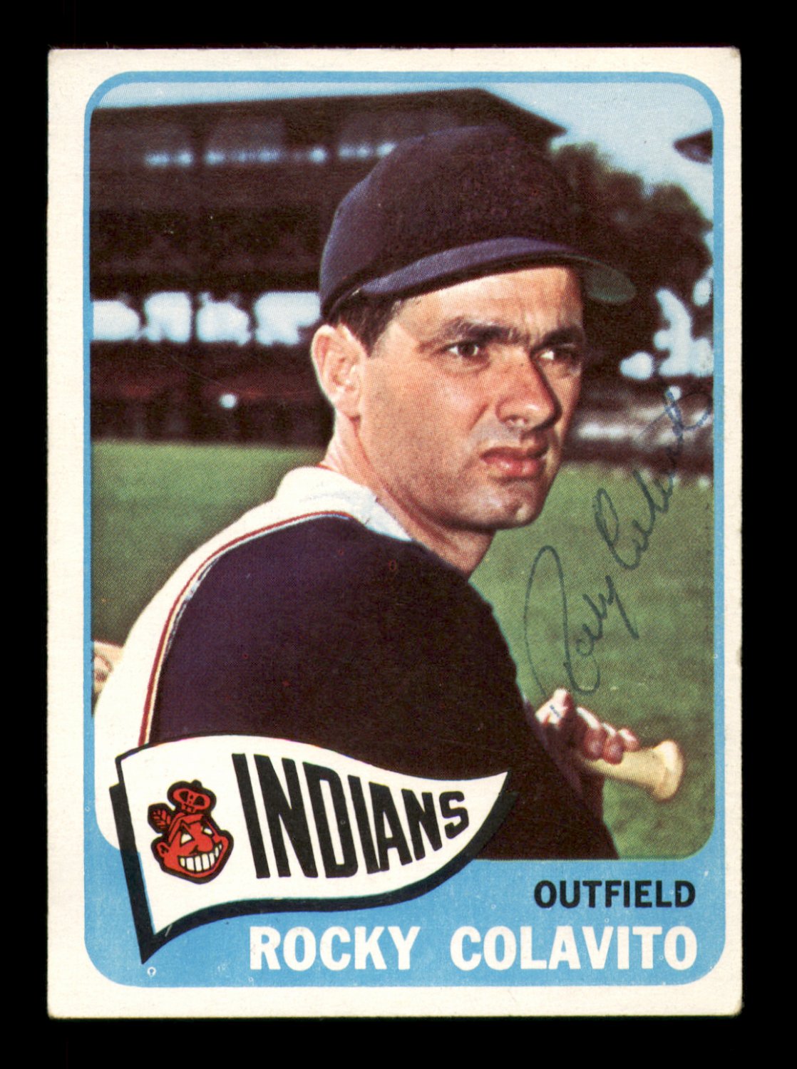 Rocky Colavito Autographed Signed 1965 Topps Card #380 Cleveland Indians  #213594