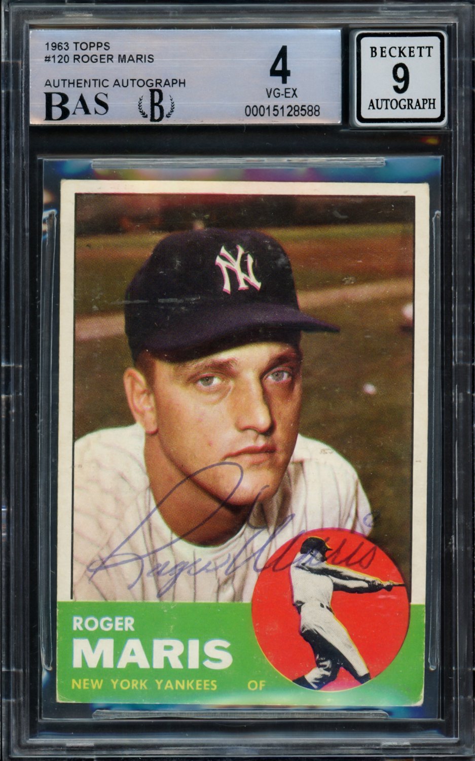 Roger Maris Autographed Signed 1963 Topps Card #120 New York