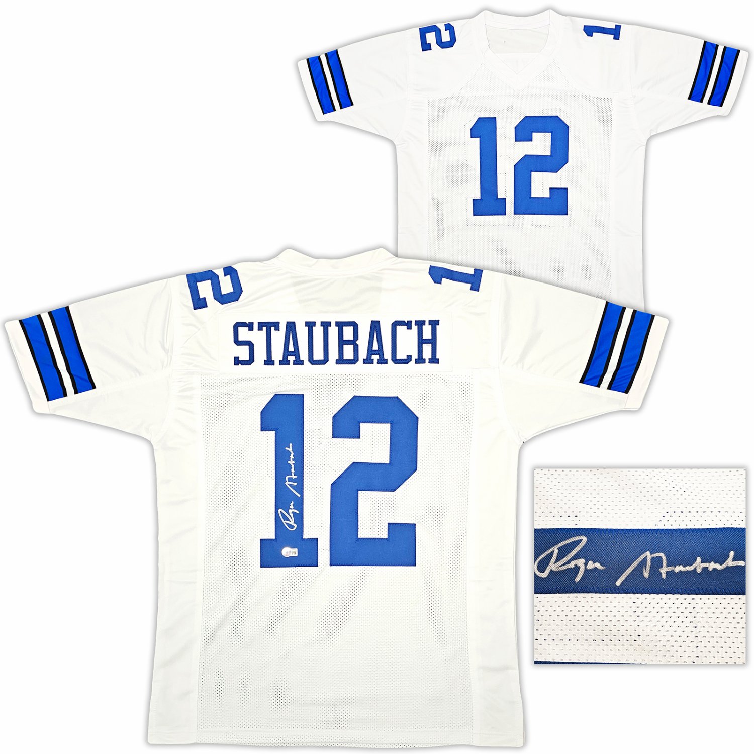 Roger Staubach Autographed Signed Dallas Cowboys White Jersey Beckett  Beckett Witness