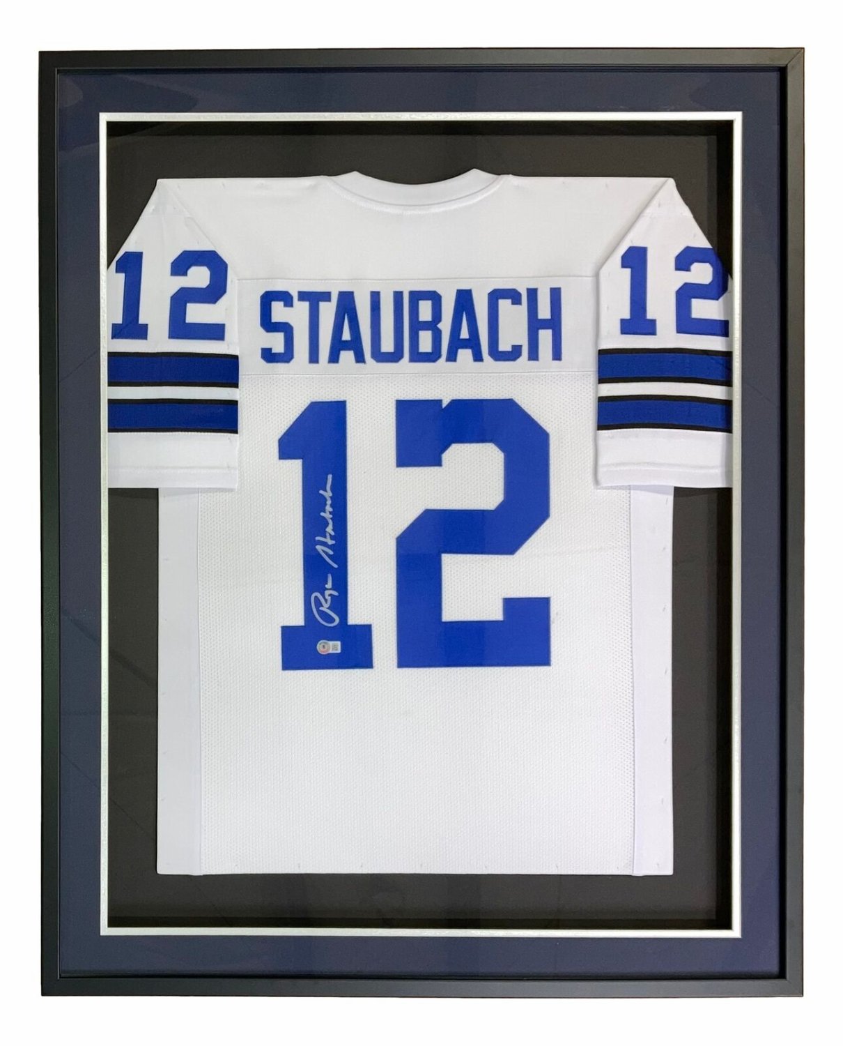 Roger Staubach Autographed Signed Framed Custom White Pro-Style Football  Jersey Beckett Itp