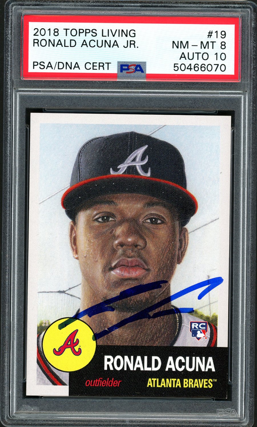 Ronald Acuna Jr. Autographed Signed . 2018 Topps Living Rookie Card #19  Atlanta Braves PSA Auto Grade Gem Mint 10 PSA/DNA