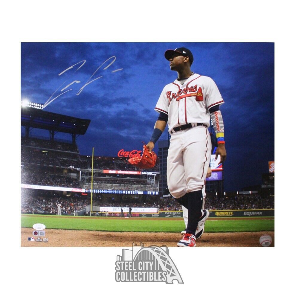 Autographed/Signed RONALD ACUNA JR. Atlanta Blue Baseball Jersey