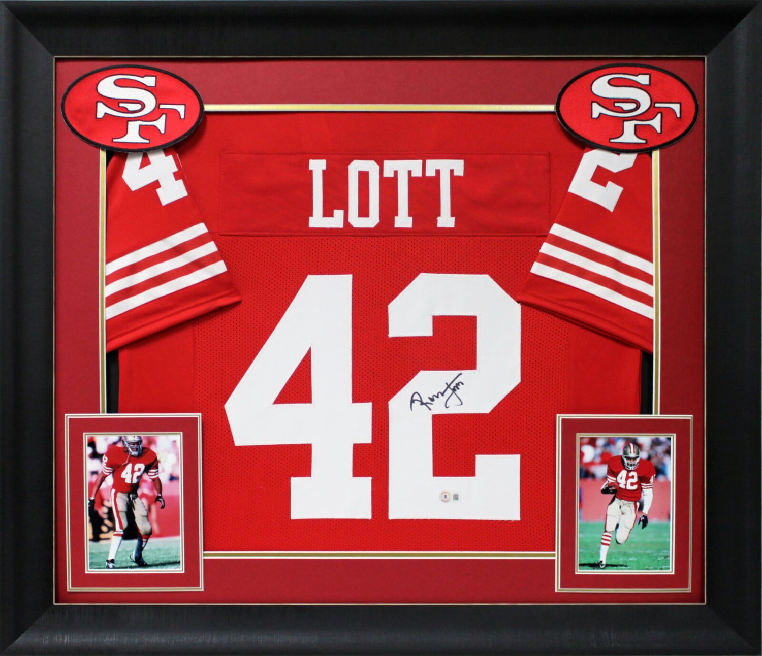 Ronnie Lott Autographed Signed 49Ers Authentic Red Pro Style Framed Jersey  Beckett Witnessed