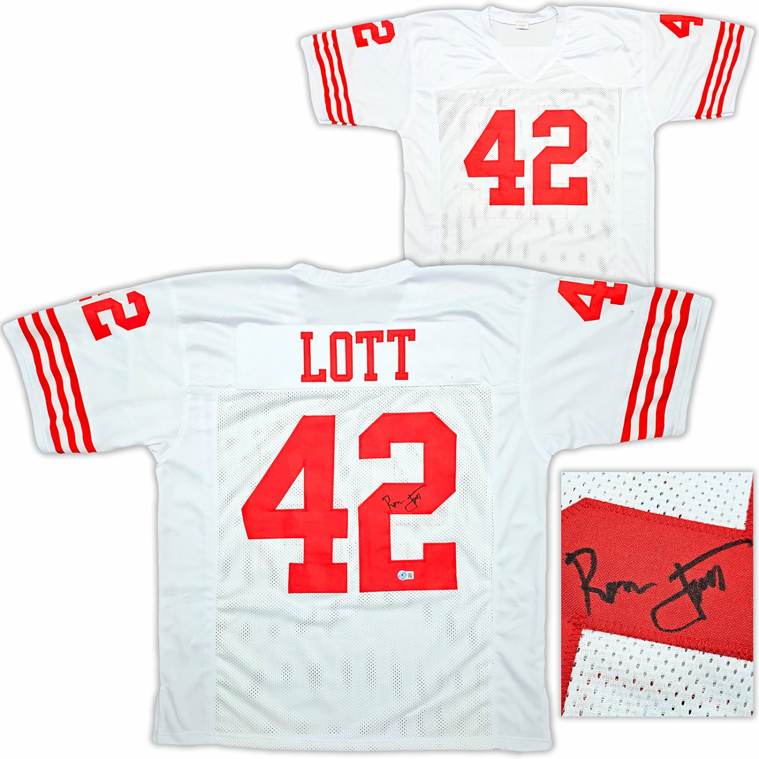 Ronnie Lott Autographed Signed San Francisco 49Ers White Jersey Beckett  Beckett Witness