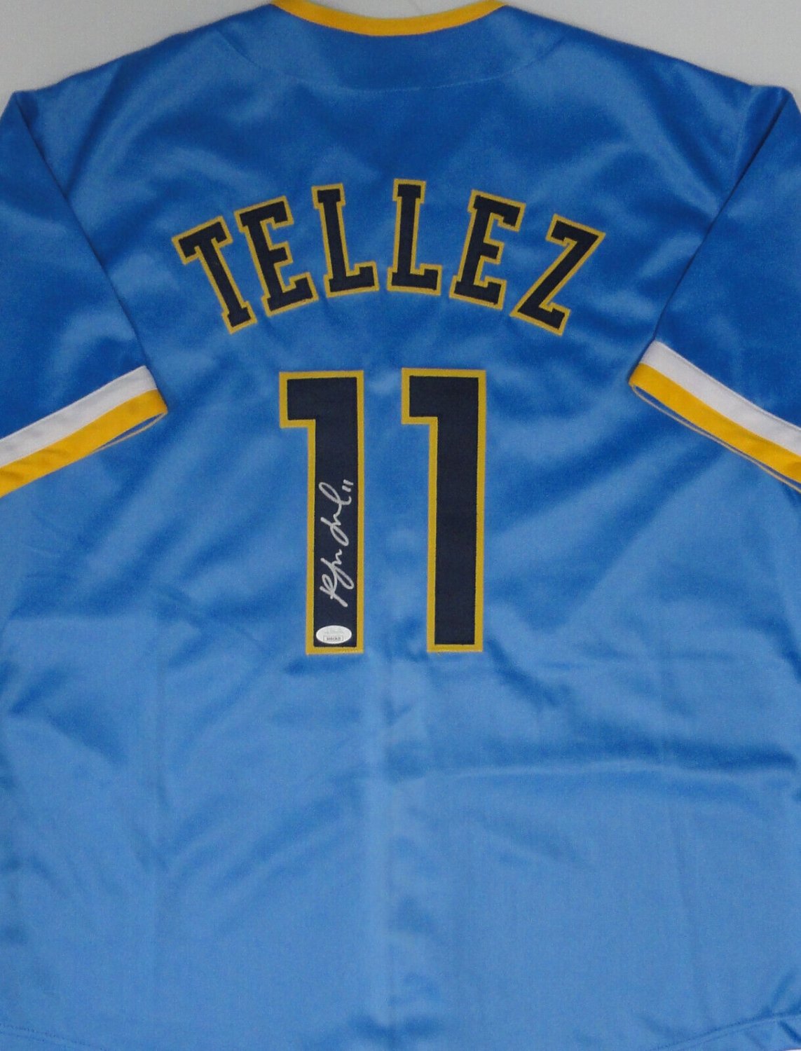 Rowdy Tellez Autographed Signed Brewers Custom Replica Mke City Edition  Jersey Auto - JSA