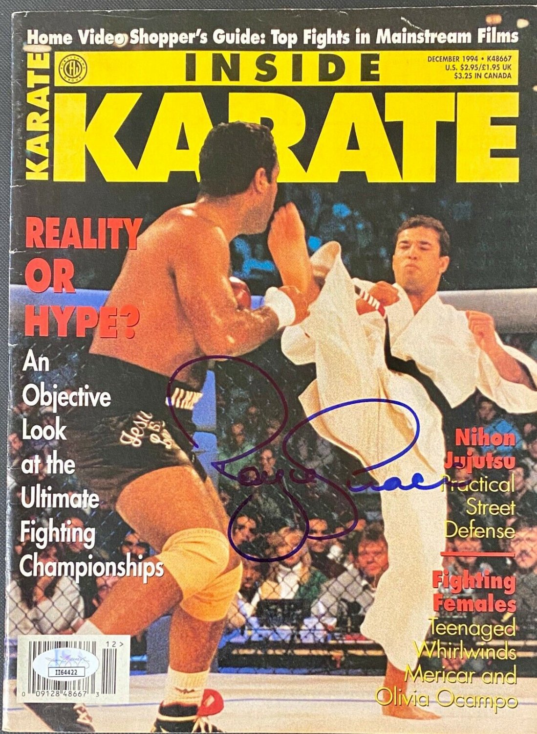Royce Gracie Autographed Signed Mma Inside Karate Magazine JSA Authentic 14