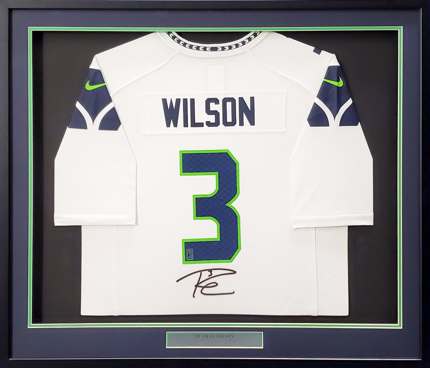 Russell Wilson Autographed Signed Seattle Seahawks Framed White Nike Jersey  Rw Holo