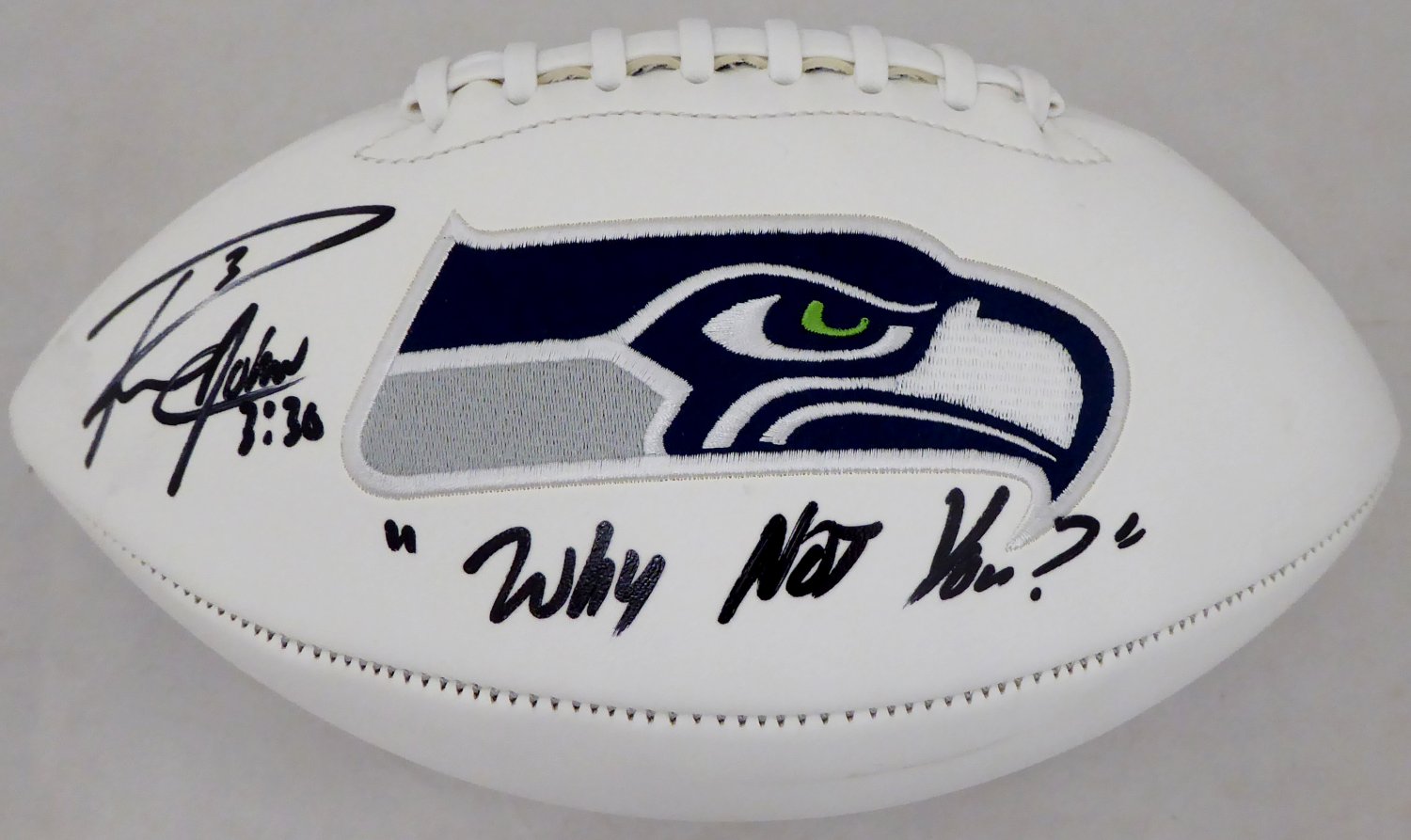 Russell Wilson Autographed Signed White Logo Football Seattle