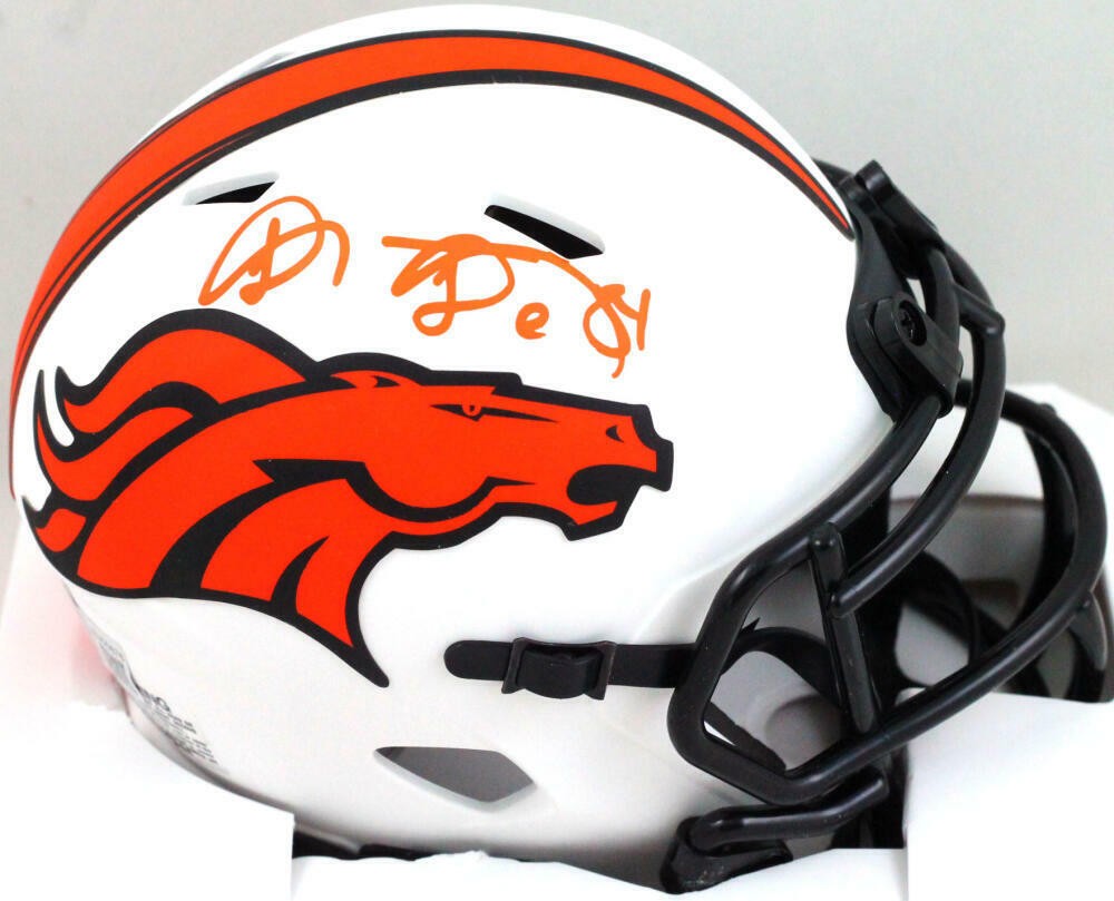 Shannon Sharpe Autographed Signed Denver Broncos Lunar Mini Helmet- Beckett  W Orange