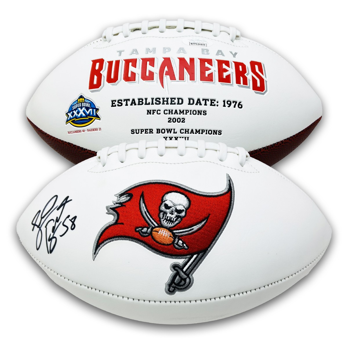 Shaquil Barrett Signed Autographed Super Bowl LV Champions Tampa Bay Buccaneers White Panel Football - JSA Authentic