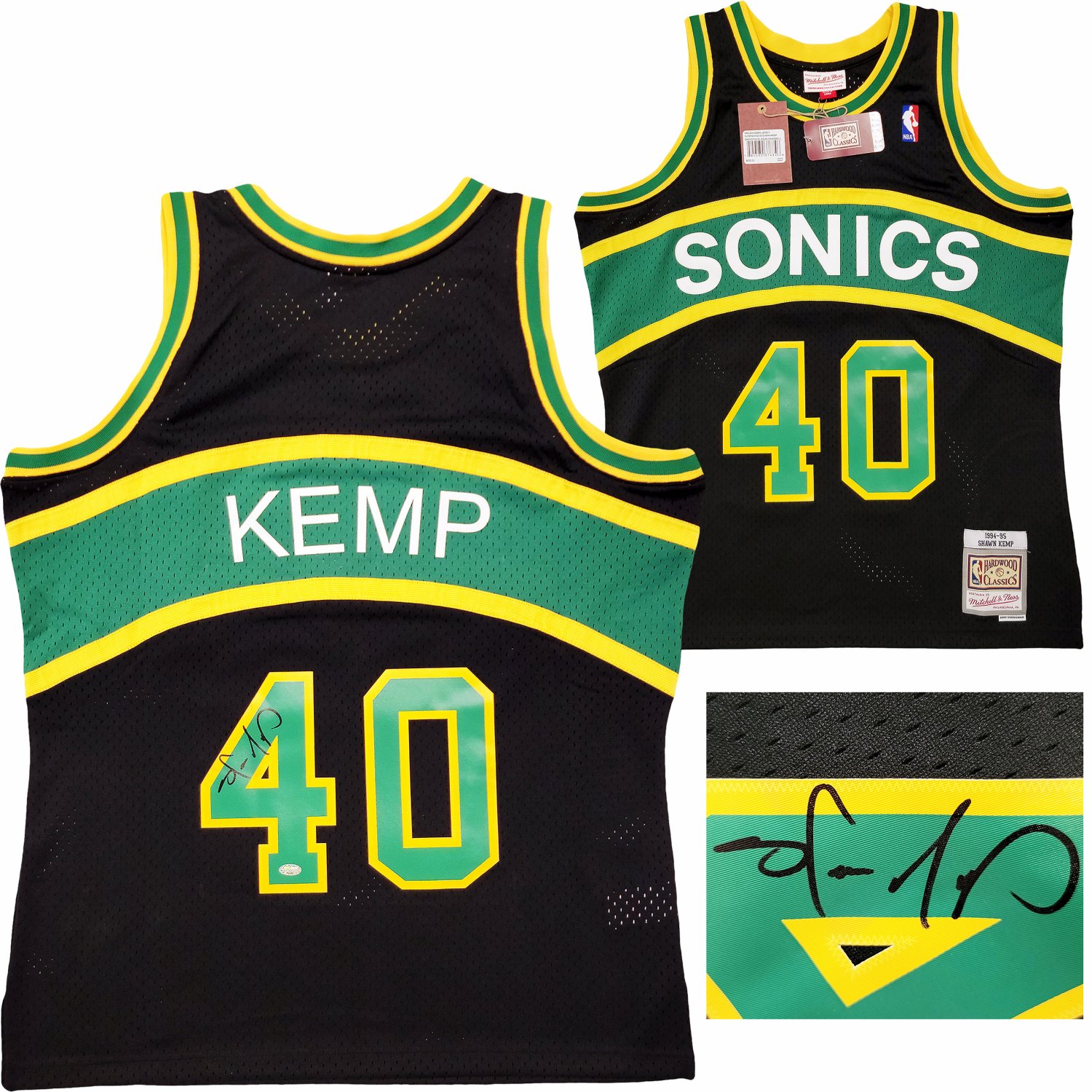 Shawn Kemp Autographed Seattle Supersonics Custom Black Basketball