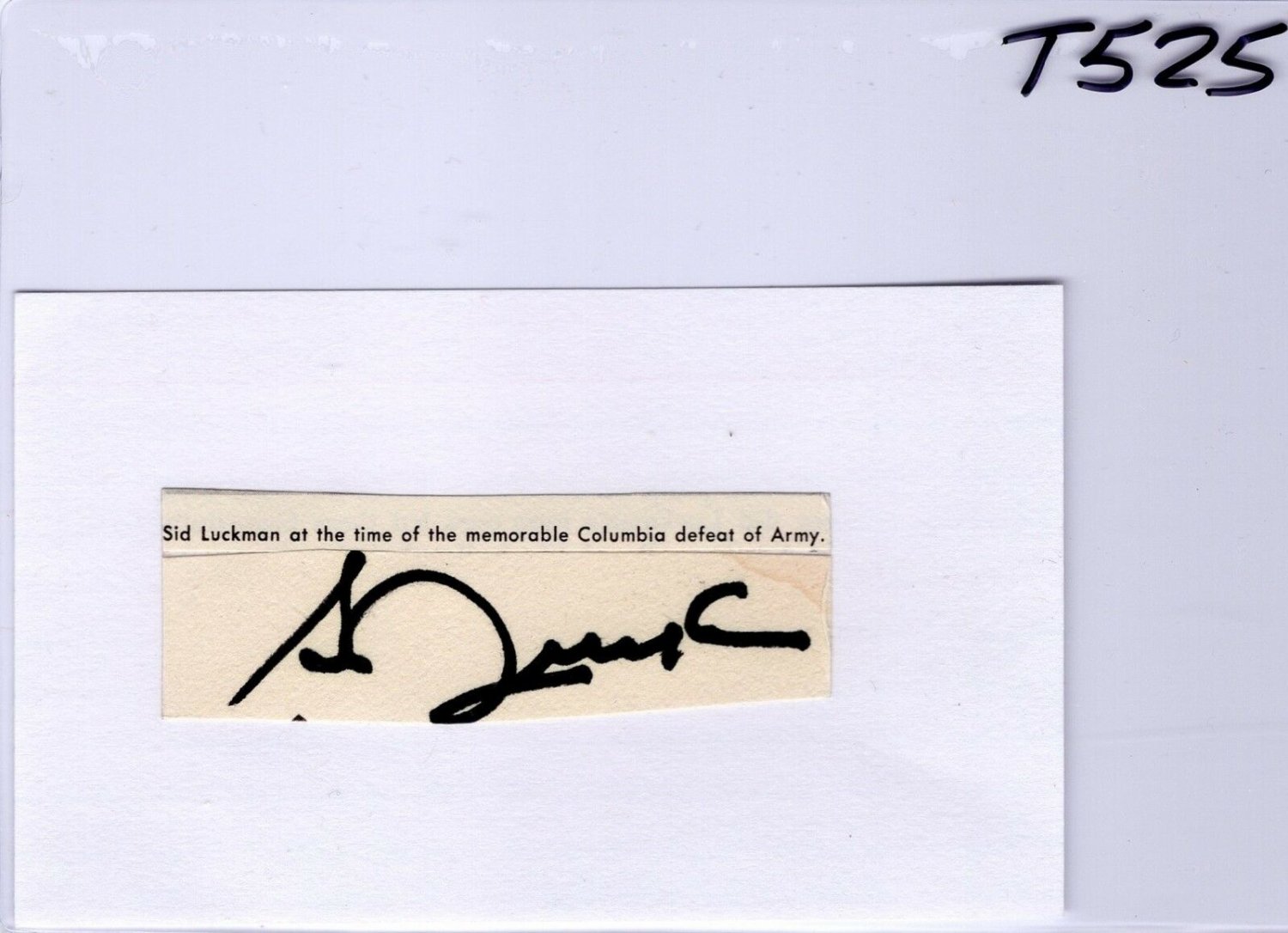 sid luckman autograph